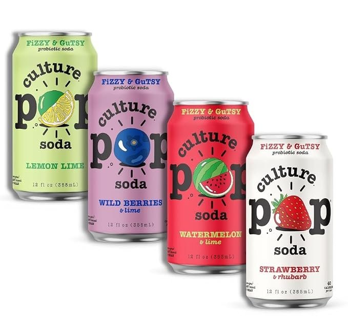 Three cans of probiotic soda