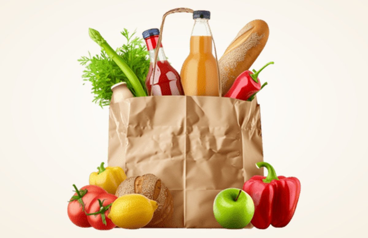 A paper bag of groceries