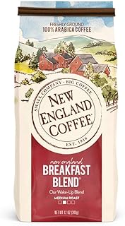 New England Coffee Breakfast Blend Medium Roast Ground Coffee, 12oz Bag (Pack of 1)