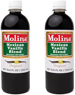 Vanilla Molina - Mexican Vanilla Blend with Pure Vanilla Extract - 2 Pack (16.6 Fl Oz Bottles) - 33.86 Fl Oz Total, Natural Flavoring for Baking, Drinks and Desserts