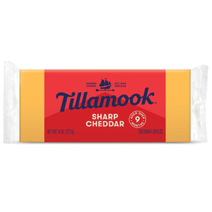 Tillamook Sharp Cheddar Cheese, Vegetarian Friendly, Halal, 8 Ounce (Pack of 12)