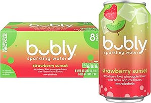 bubly Sparkling Water, Strawberry Sunset, Zero Sug