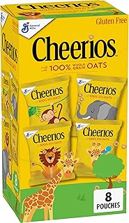 Cheerios Cereal Pouches, Whole Grain Oats, Gluten Free, 8 Pouches, 7.36 oz