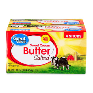 Great Value Sweet Cream Salted Butter Twin Pack, 16 oz, 8 Sticks