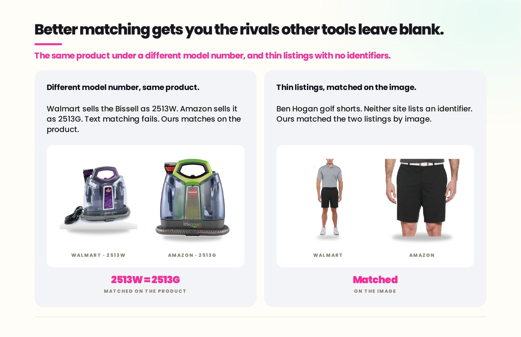 Better matching gets you the rivals other tools leave blank